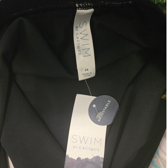 Cacique Swim Black Pink Floral Hawiaan Summer Swim Skort 24 NWT - Picture 7 of 8